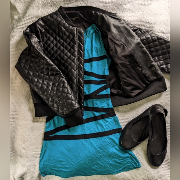 Vintage minidress bright teal Sz. XS - Picture 2 of 7